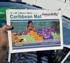 Rare Vintage 1992 NEW Intex Inflatable Caribbean Mat Pool Raft Beach Float