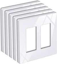 BESTTEN 5 Pack Screwless Decorator Wall Plate, 2 Gang Decorative Outlet Cover
