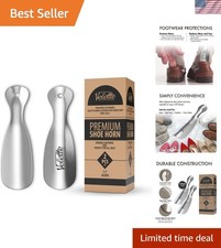 Versatile Travel Shoe Horn Set 2 Solid Metal 7.5-Inch Helpers for Easy Wear