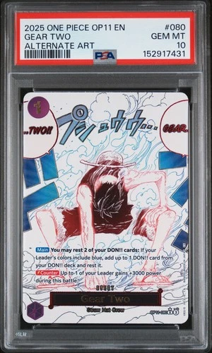 2025 ONE PIECE OP11-A FIST OF DIVINE SPEED ALTERNATE ART #080 GEAR TWO PSA 10