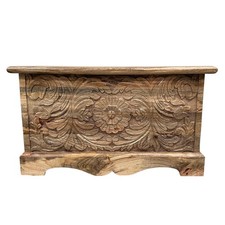 Indische Holztruhe Wäschetruhe Rustikale Truhe Kiste Holz Massiv Antik 80cm