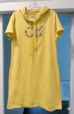 Calvin Klein Yellow Hooded T-Shirt Dress Size L
