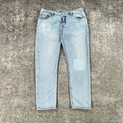 Levis 501 CT Jeans Womens Actual 32 X 27 Light Wash Custom Taper Patchwork Logo