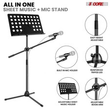 5 Core Music Stand Height Adjustable Desktop Book Stands w Mic Holder Portable