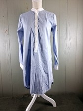 Michael Kors Tunic Shirt Dress 4 Blue White Popover Knee Length Pockets Resort