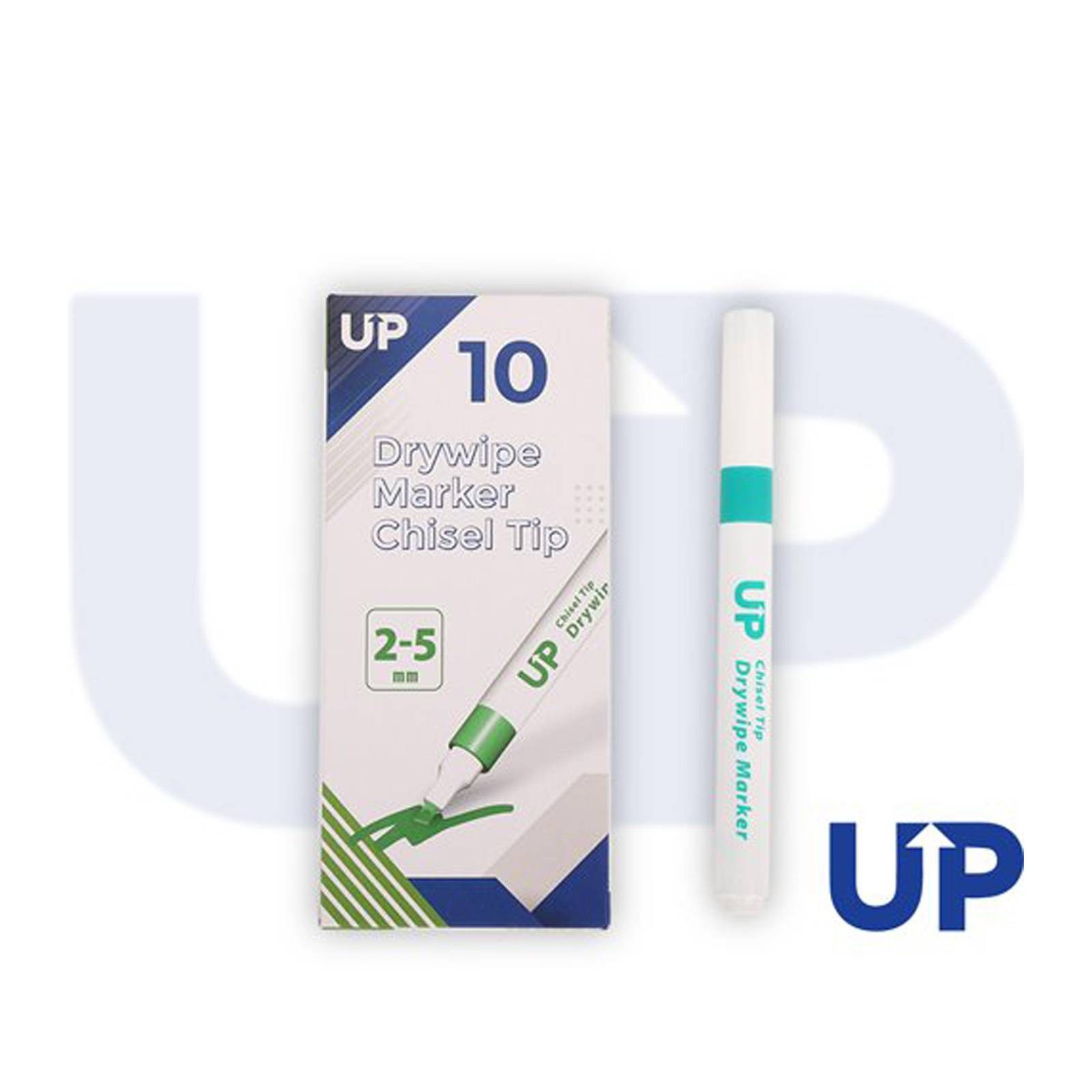 UP Chisel Tip Drywipe Markers - Green - Pack of 10 (UP0077)