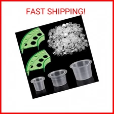 300pcs Tattoo Ink Caps w/ 2 Cups Holders - Moricher 100 Small 100 Medium 100 Lar