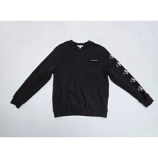 Calvin Klein Jeans Mens Black Logo Sleeve Crewneck Sweatshirt Large L Pullover