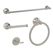 4-Piece Bathroom Hardware Accessories Set, 24 Inch Towel Bar, Brushed Nickel