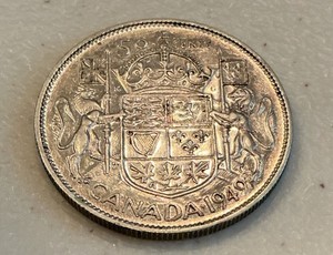 1949(Rare Variety Dots Below 4 & 9) Canada 1/2 Dollar Very High Grade ! See…