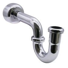 1-1/2" P-Trap with High Box Flange, 17 Gauge Brass, Polished Chrome