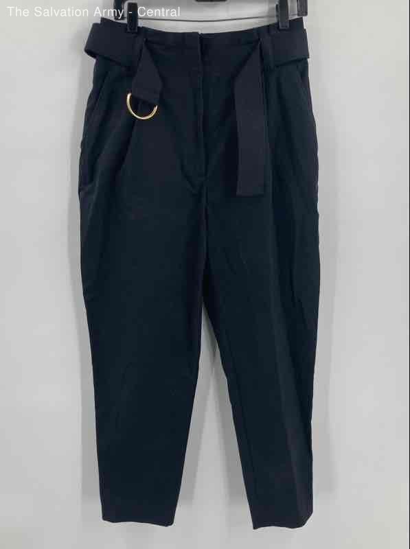 A.L.C. Womens Black Flat Front Slash Pocket Belted Ankle Pants Size 8