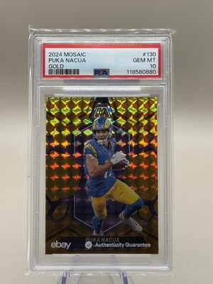 2024 Panini Mosaic - Puka Nacua #130 Gold Mosaic Prizm 09/10 PSA 10