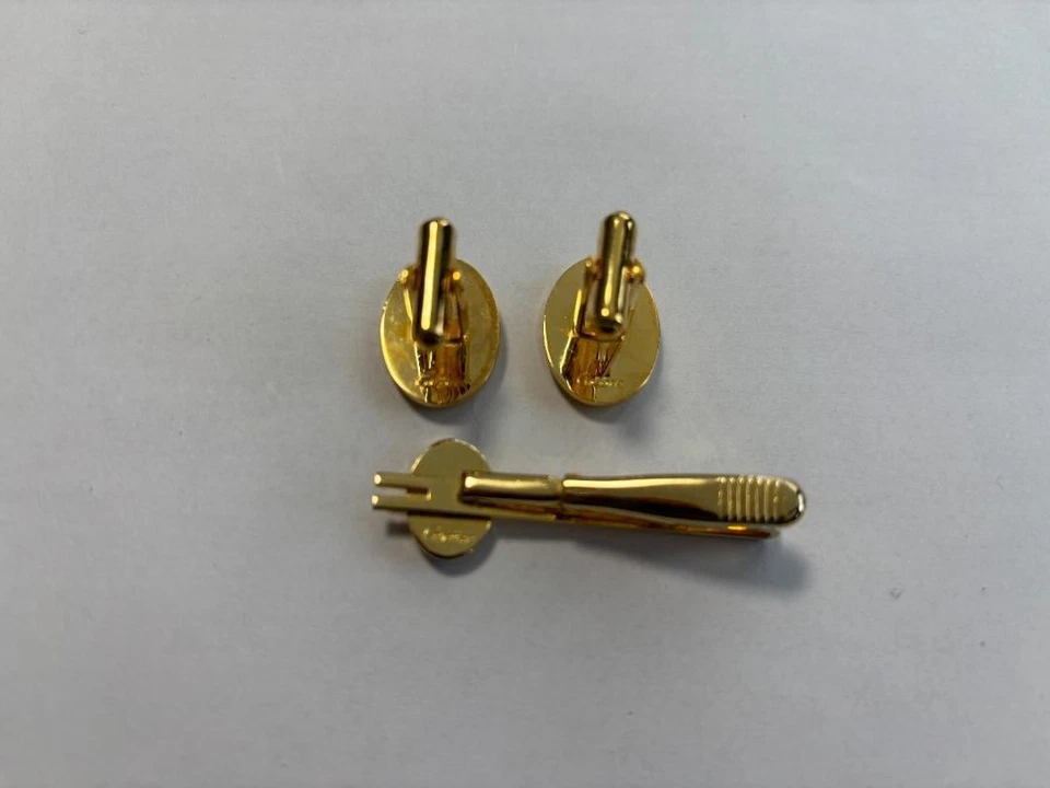 Cartier Puños Gemelos Corbata Pin Set Oro Amarillo Raro Usado Buen Estado De Colección Foto 3 de 3