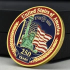 USA 250th Anniversary Coin – Statue of Liberty & Flag 1776–2026 Golden Medal