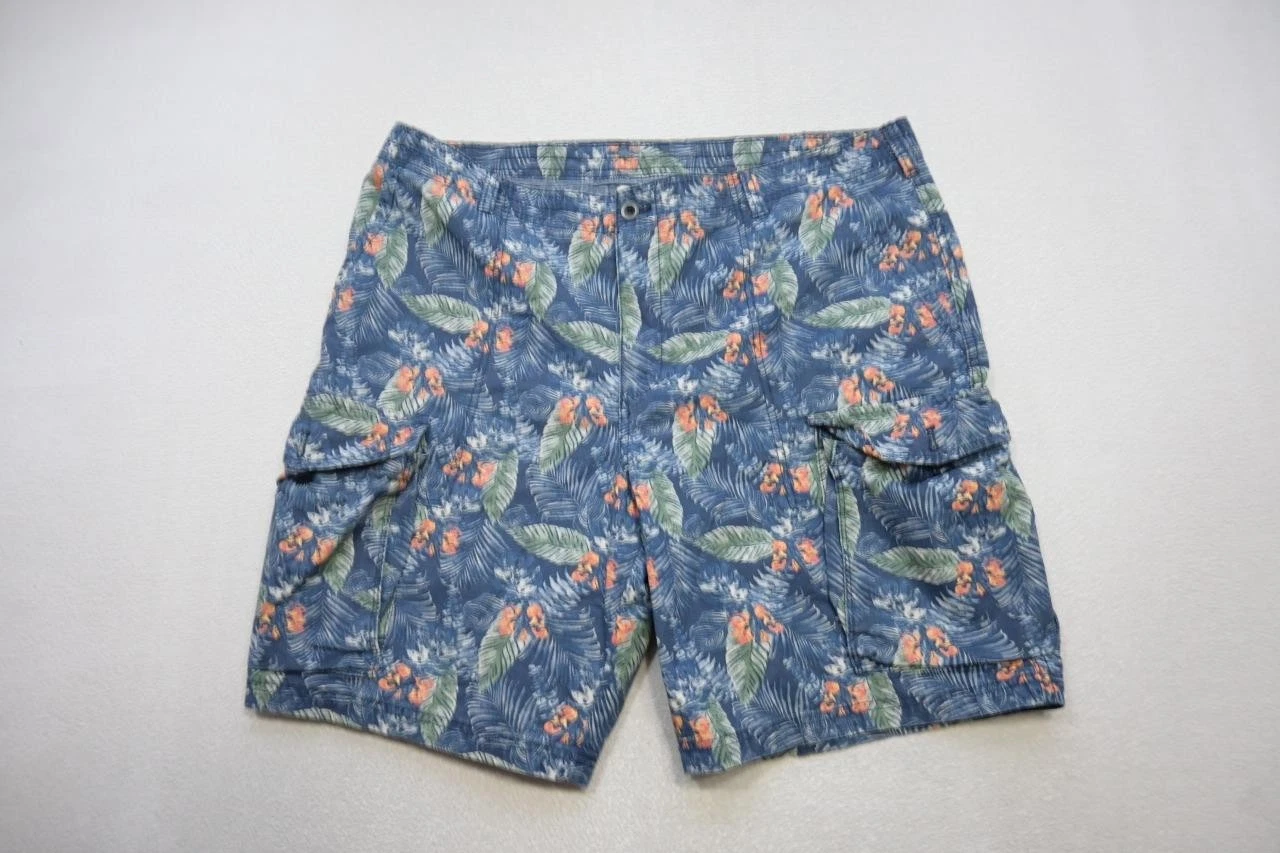 Izod Saltwater Cargo Khaki Chino Shorts Floral Hawaiian 9.5" INS Mens Sz 40