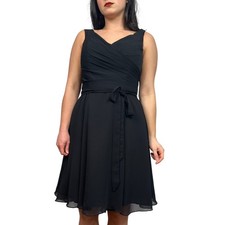 Mori Lee Madeline Gardner Black A-Line Chiffon Sweetheart Mini Dress SIZE 6