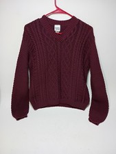 Vintage 80s Paris Sport Club Maroon/Purple Cotton Cable Knit Sweater 1980s Sz L