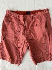 J. CREW red LOBSTER embroidered Rivington Shorts Men's 35 x 11