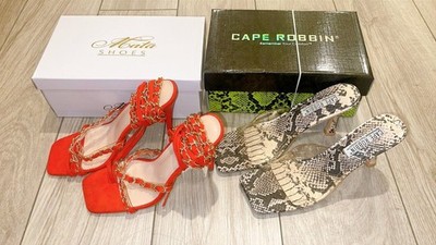 Lot of New Heels Sandals Bundle Cape Robbin Mata Shoes Red Straps Sexy Snake