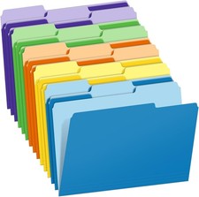 Two-Tone Color File Folders, Letter Size Folders Assorted Colors, 1/3-Cut