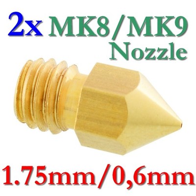 2x MK8 MK9 0,6mm Messing Düse Nozzle Makerbot RepRap Flashforge CTC Wanhao