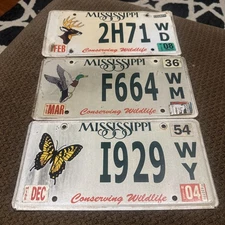 Miss Conserving Wildlife License Plate Deer Duck Butterfly 