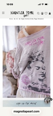 Magnolia Pearl Cotton Fleece Frida Kahlo Distressed Dip Dye Sweatshirt OS