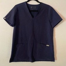 FIGS Navy Blue Casma Two Pocket Scrub Top Uniform Nurse Dr Women's size Small