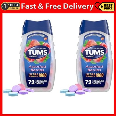2 pack Tums Ultra Strength 1000 Assorted Berries Antacid Tablets 72 ct x 2 =144