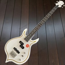 Electric Bass Guitar KISS Gene Simmons Punisher White Gold Stripe 4 String