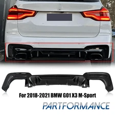 Gloss Black For 2018-2021 BMW G01 X3 M40i M-Sport Rear Diffuser Bumper Lip