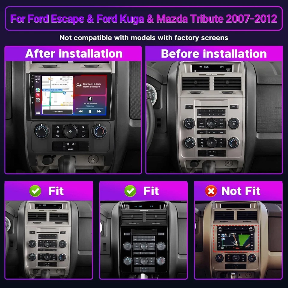Car Stereo for Ford Escape Kuga Mazda Tribute 2007-2012 Radio CarPlay Auto 32G Foto 4 de 4