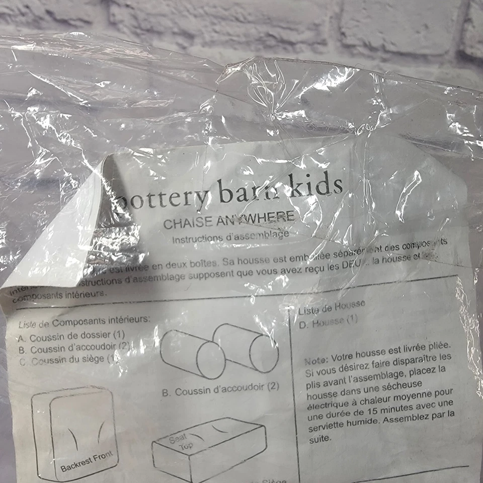 Funda para silla Pottery Barn Kids Chaise Anywhere azul marino blanco cubierta antideslizante Foto 2 de 4