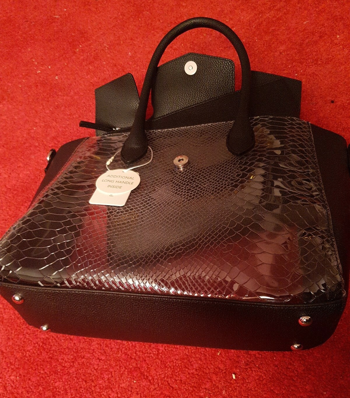 Primark Ladies Large Tote Handbag Black  Transparent mix mat. Inner pouch. BNWT image 9
