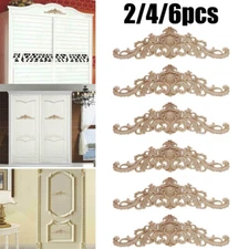 2/4/6Pcs Wood Carved Corner Onlay Applique Unpainted Frame Decals Home Furniture
