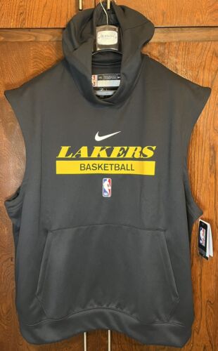Nike LA Lakers Team Issued Dri-Fit Sleeveless Warmup Hoody Sweatshirt Size 2XLT - Picture 1 of 8