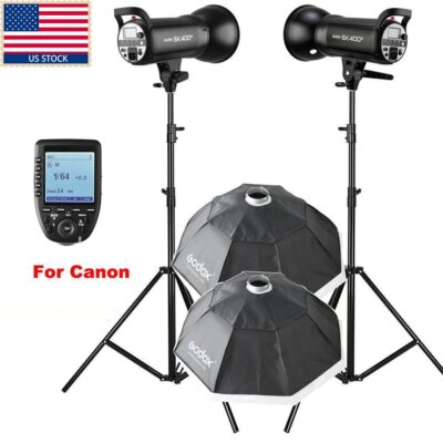 US 2x Godox SK400II Studio Flash Strobe Light+120cm Softbox+Xpro-C Kit For Canon