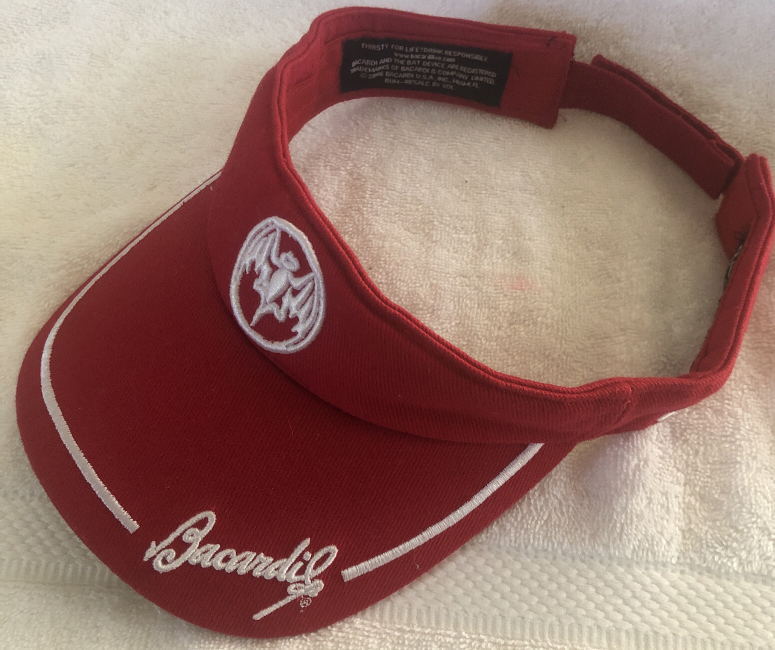 Bacardi  Visor Strapback Adjustable Red/White Bat… - image 3