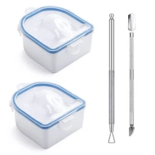 2 Pack Nail Soaking Bowl Soak Off Gel Polish Remover with Nail Art Tools