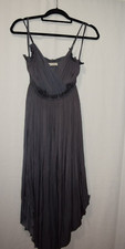 ULLA JOHNSON MIDNIGHT GRAY KAIYA SATIN MIDI DRESS SIZE 0