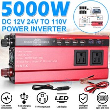 5000W Power Inverter DC 12V to 110V AC Converter with 4 USB Ports 3 AC Outlet
