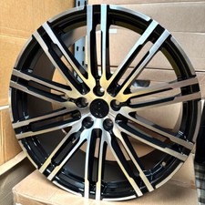 21" PORSCHE MACAN 95B 2014-2024 GLOSS BLACK/POL TURBO DESIGN 9J 10J ALLOY WHEELS