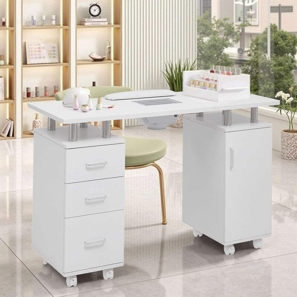 DARDVORLAG Profi Nageltisch Manikürtisch Studiotisch mit Absaugung Beweglich Nagelstation