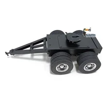 1/14 2 Axles Black Metal Trailer with Fifth-wheel Traction for LESU RC Car Model