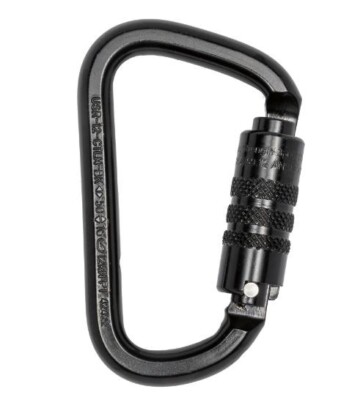 US Rigging Supply Carbon Steel Black Modified-D Carabiner Twist Lock 50kN