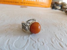 VINTAGE BUTTERSCOTCH AMBER  STERLING SILVER FILIGREE RING SIZE 6.5 - 4.5g