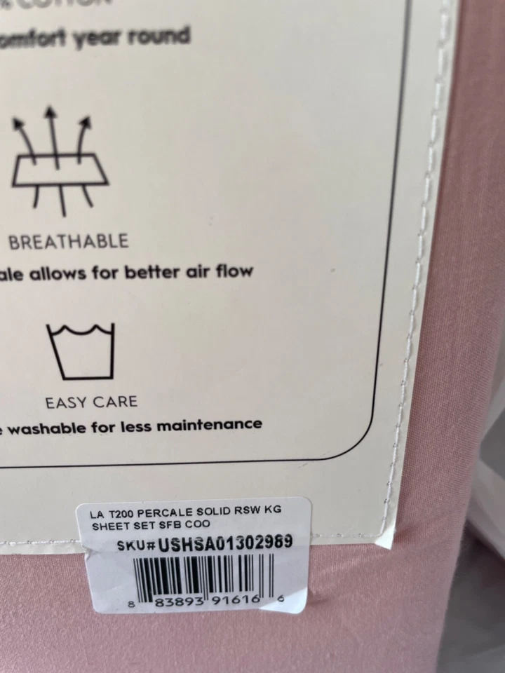 Nuevo Juego de Sábanas King Laura Ashley Algodón Sólido Percal ~Palo de Rosa~ Foto 4 de 4