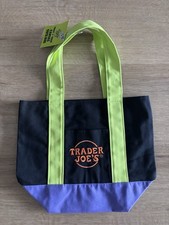 Trader Joe's Mini Halloween Canvas Tote Bag Black/Purple/Green