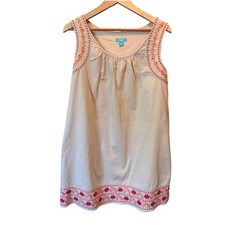 Calypso St Barth for Target Womens Tan Embroidered Sleeveless Cotton Dress Large